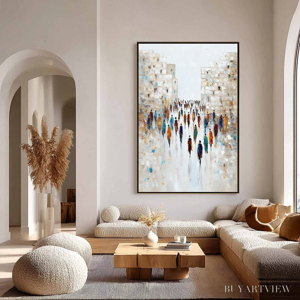 ARTOVITAS Convergence – Textured Abstract Figurative Cityscape Painting - image 4