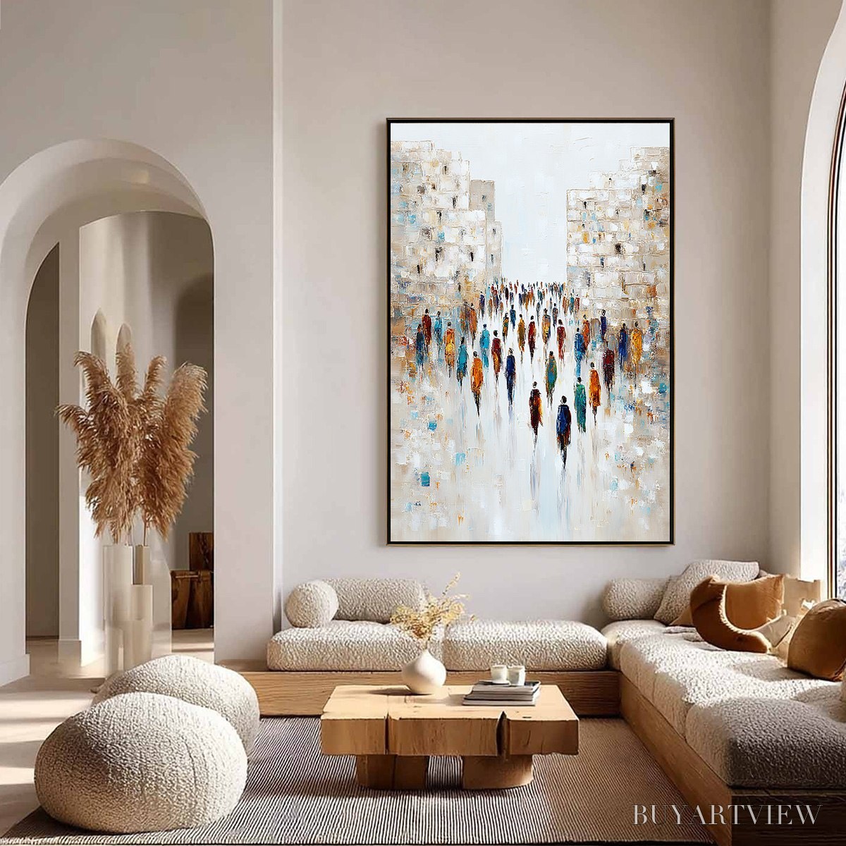 ARTOVITAS Convergence – Textured Abstract Figurative Cityscape Painting - image 4