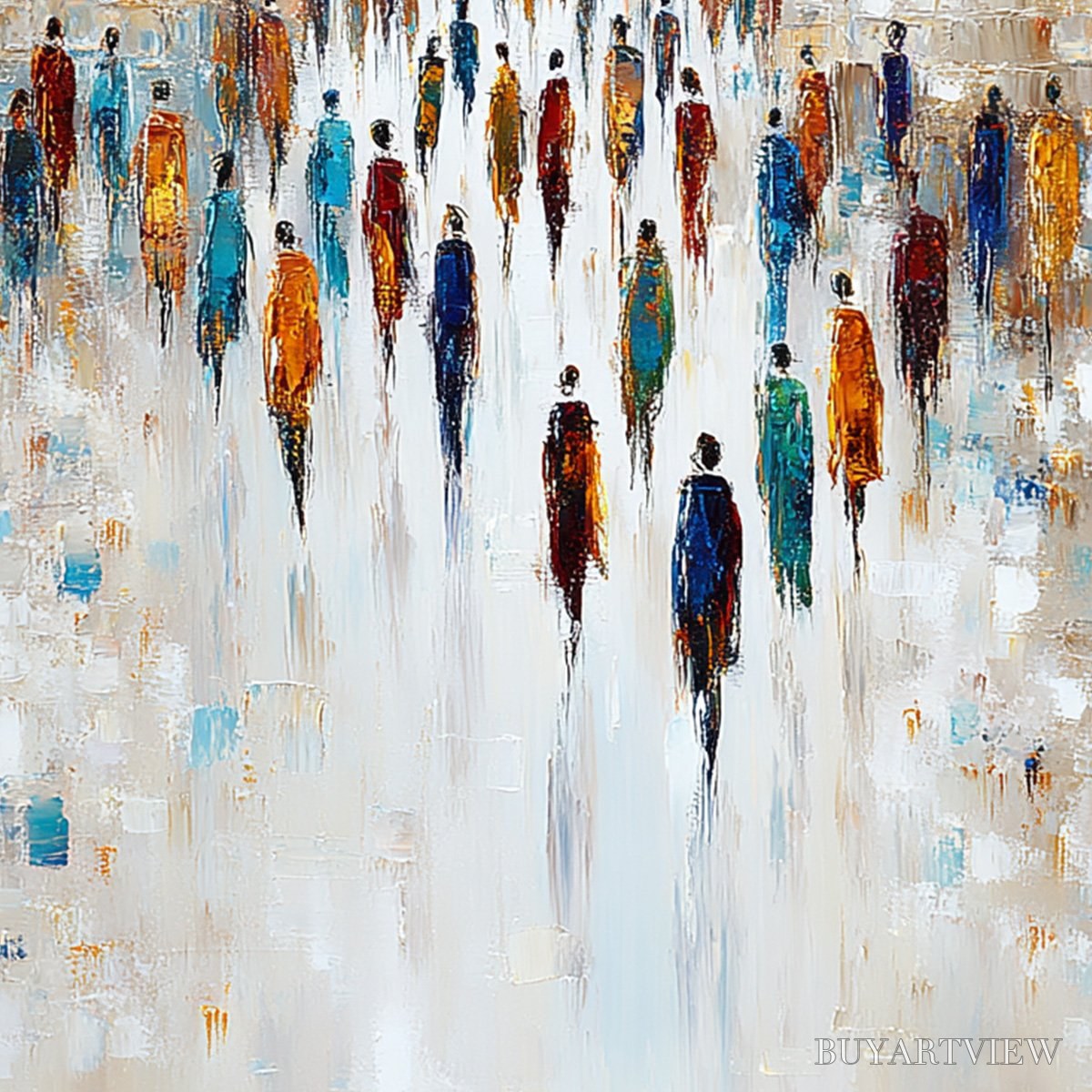 ARTOVITAS Convergence – Textured Abstract Figurative Cityscape Painting - image 5