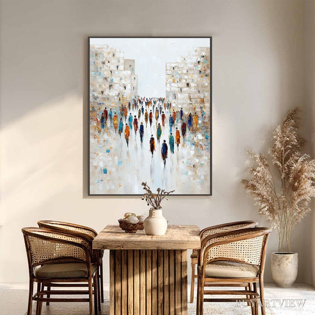 ARTOVITAS Convergence – Textured Abstract Figurative Cityscape Painting - image 6