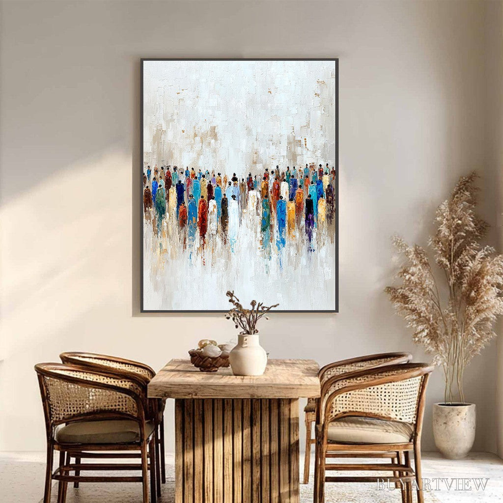 ARTOVITAS Convergence – Colorful Abstract Figurative Painting of a Crowd - image 2