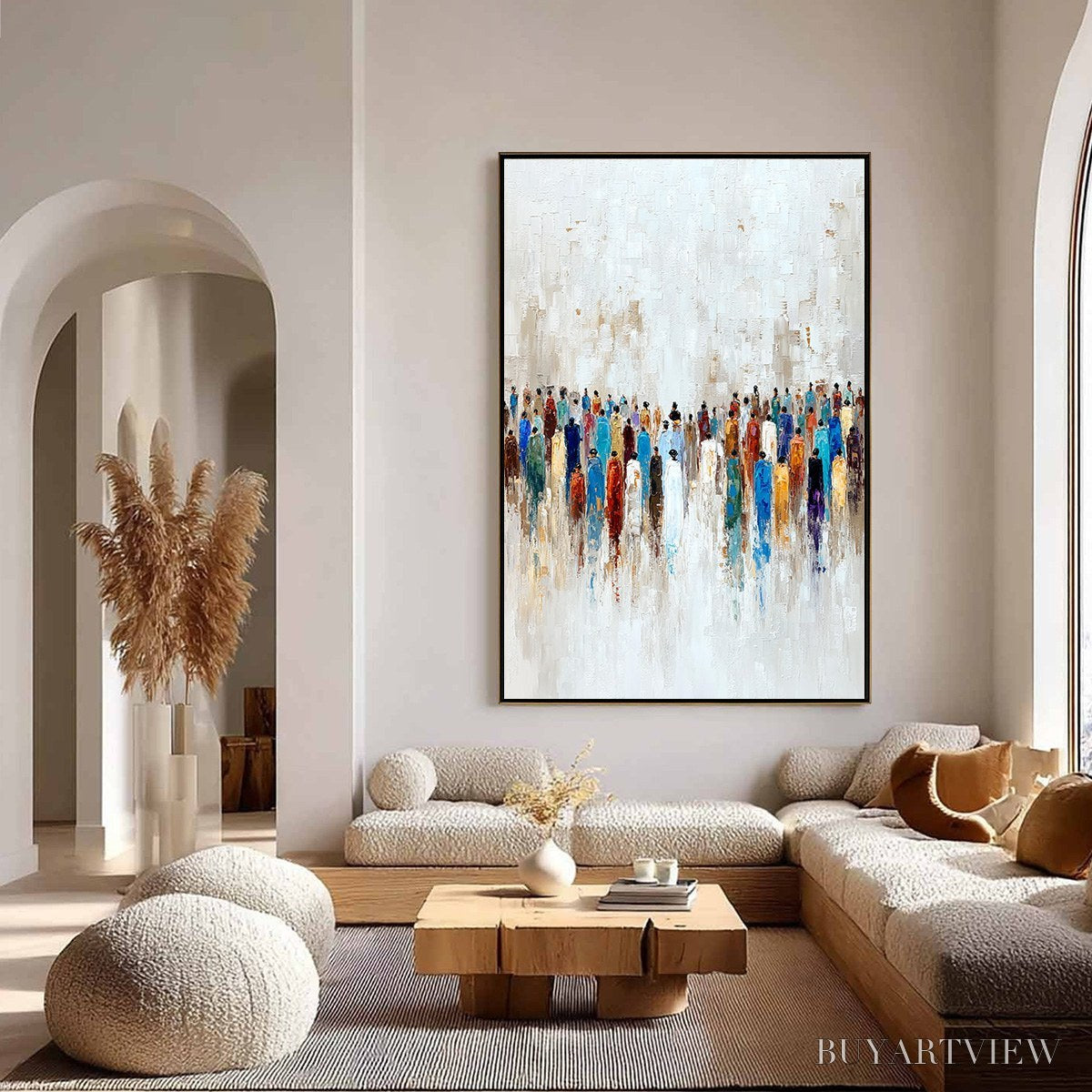 ARTOVITAS Convergence – Colorful Abstract Figurative Painting of a Crowd - image 4