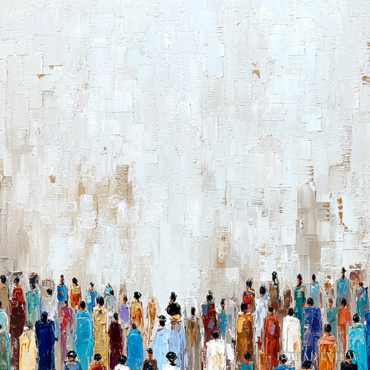 ARTOVITAS Convergence – Colorful Abstract Figurative Painting of a Crowd - image 5