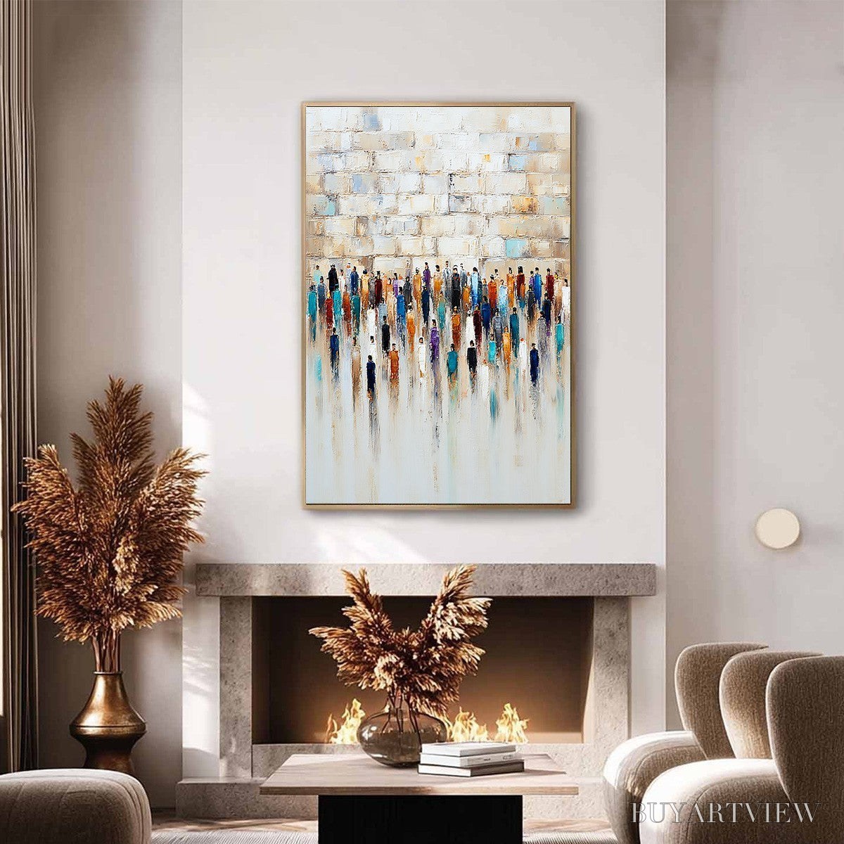 ARTOVITAS Convergence – Textured Abstract Figurative Painting of People Gathering - image 2