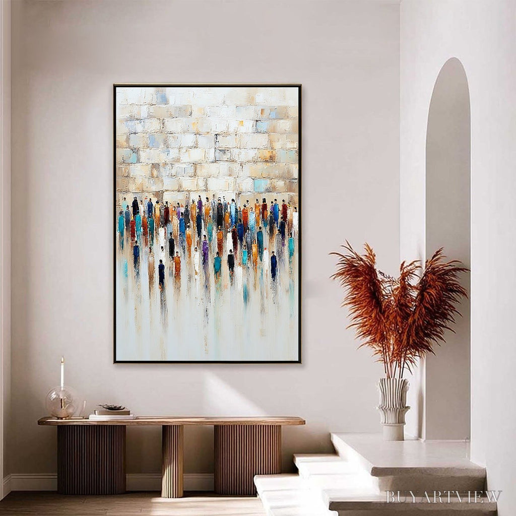 ARTOVITAS Convergence – Textured Abstract Figurative Painting of People Gathering - image 4