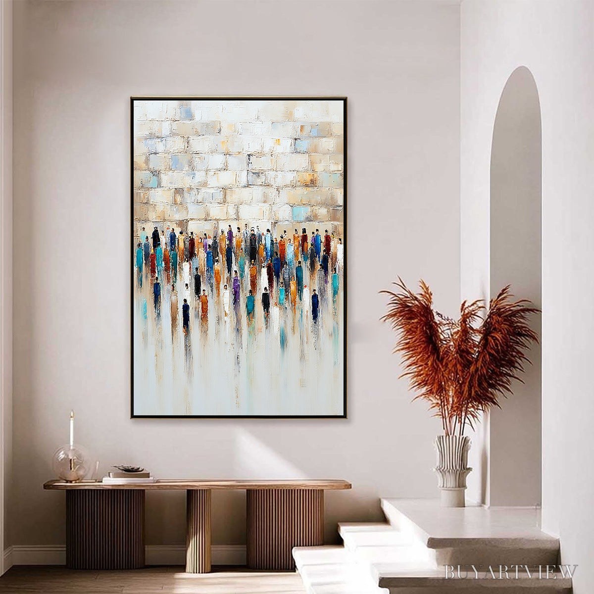 ARTOVITAS Convergence – Textured Abstract Figurative Painting of People Gathering - image 4