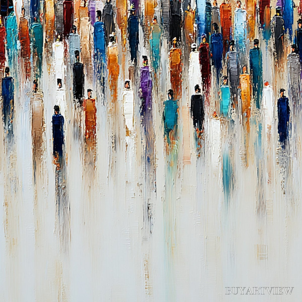 ARTOVITAS Convergence – Textured Abstract Figurative Painting of People Gathering - image 5