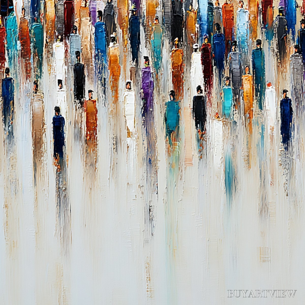 ARTOVITAS Convergence – Textured Abstract Figurative Painting of People Gathering - image 5