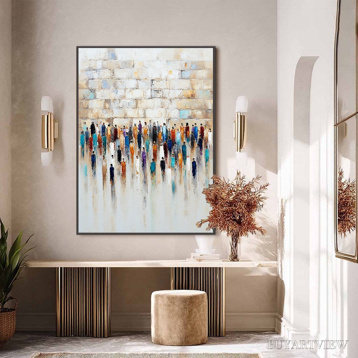ARTOVITAS Convergence – Textured Abstract Figurative Painting of People Gathering - image 6