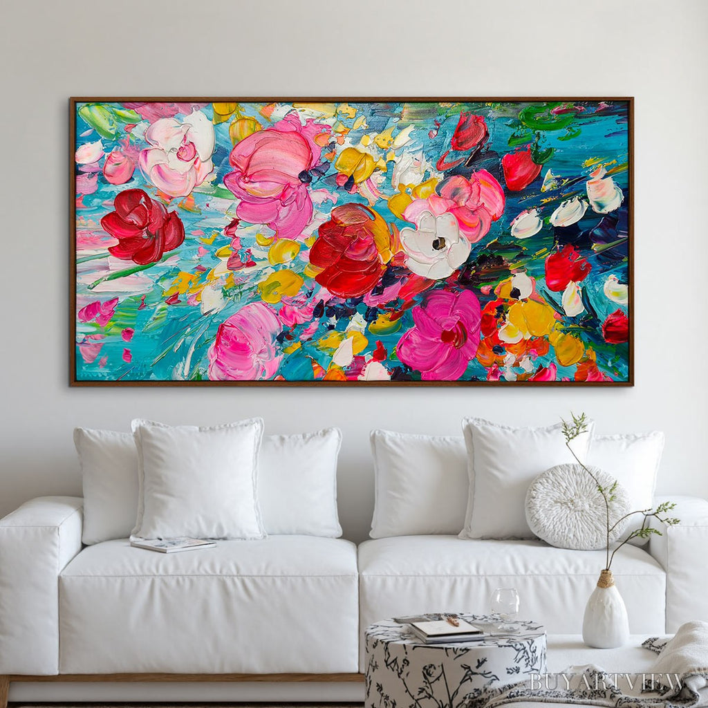 ARTOVITAS Ready to Ship | Red Garden | 20''X40'' | 50x100cm | Wood Frame - image 1