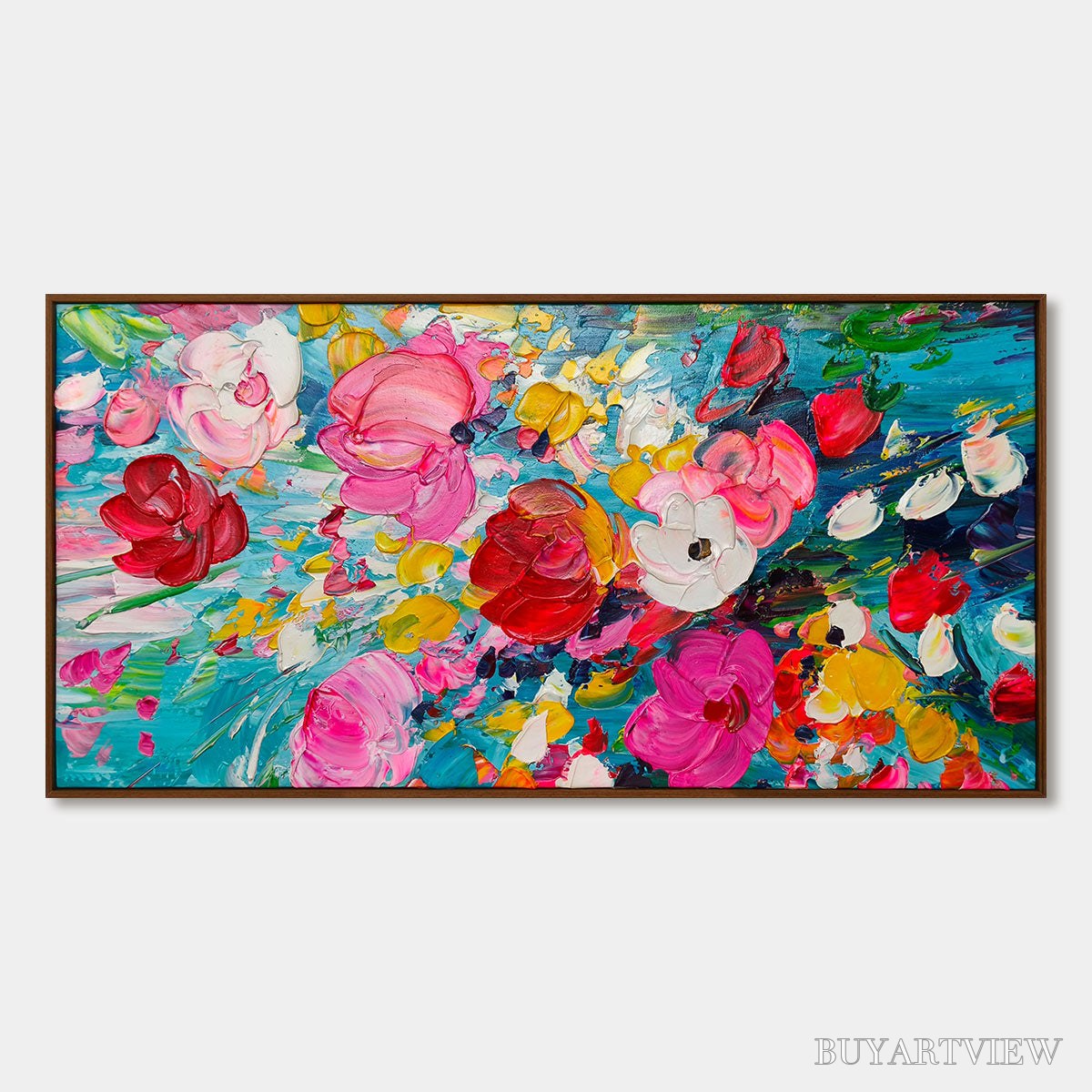 ARTOVITAS Ready to Ship | Red Garden | 20''X40'' | 50x100cm | Wood Frame - image 3
