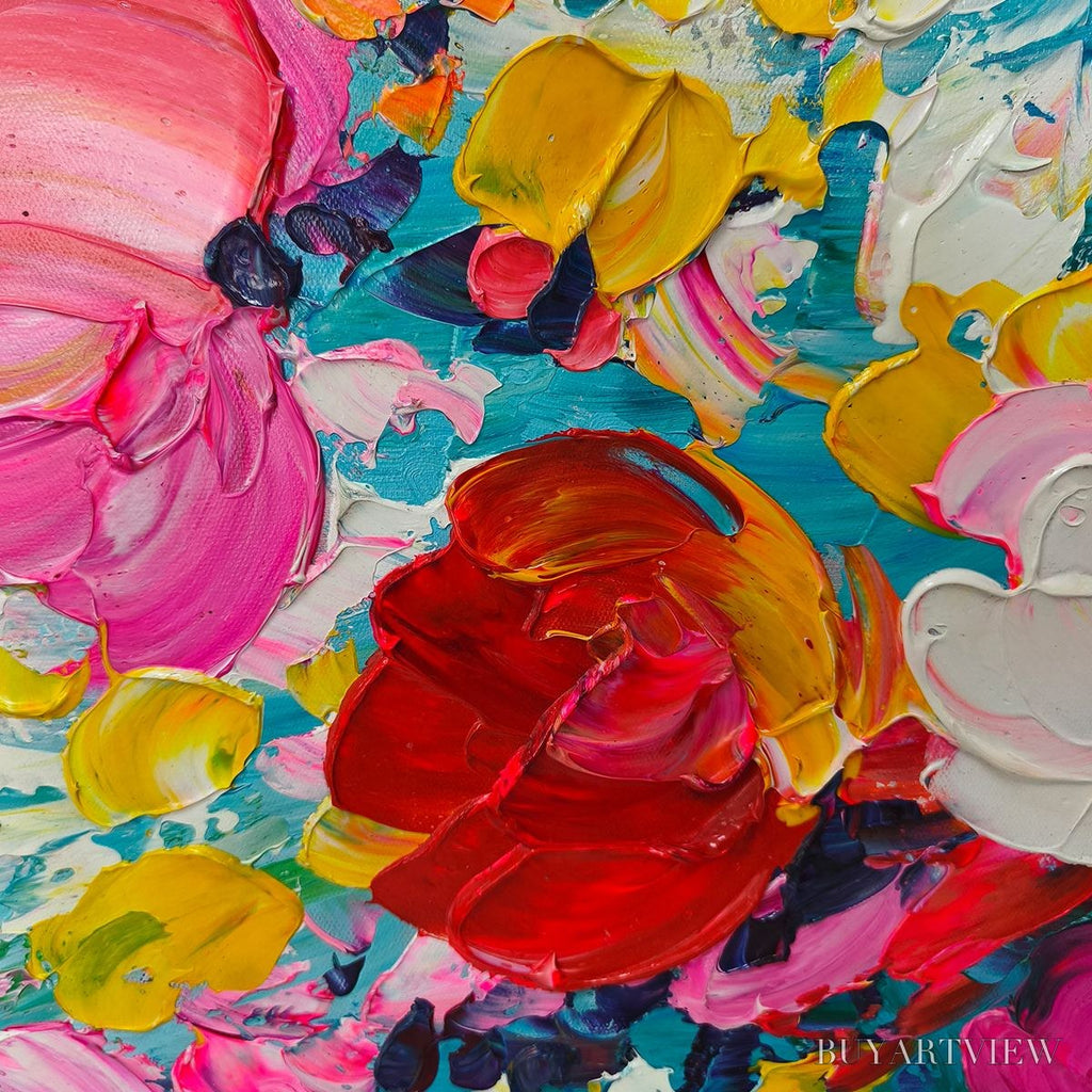 ARTOVITAS Ready to Ship | Red Garden | 20''X40'' | 50x100cm | Wood Frame - image 4