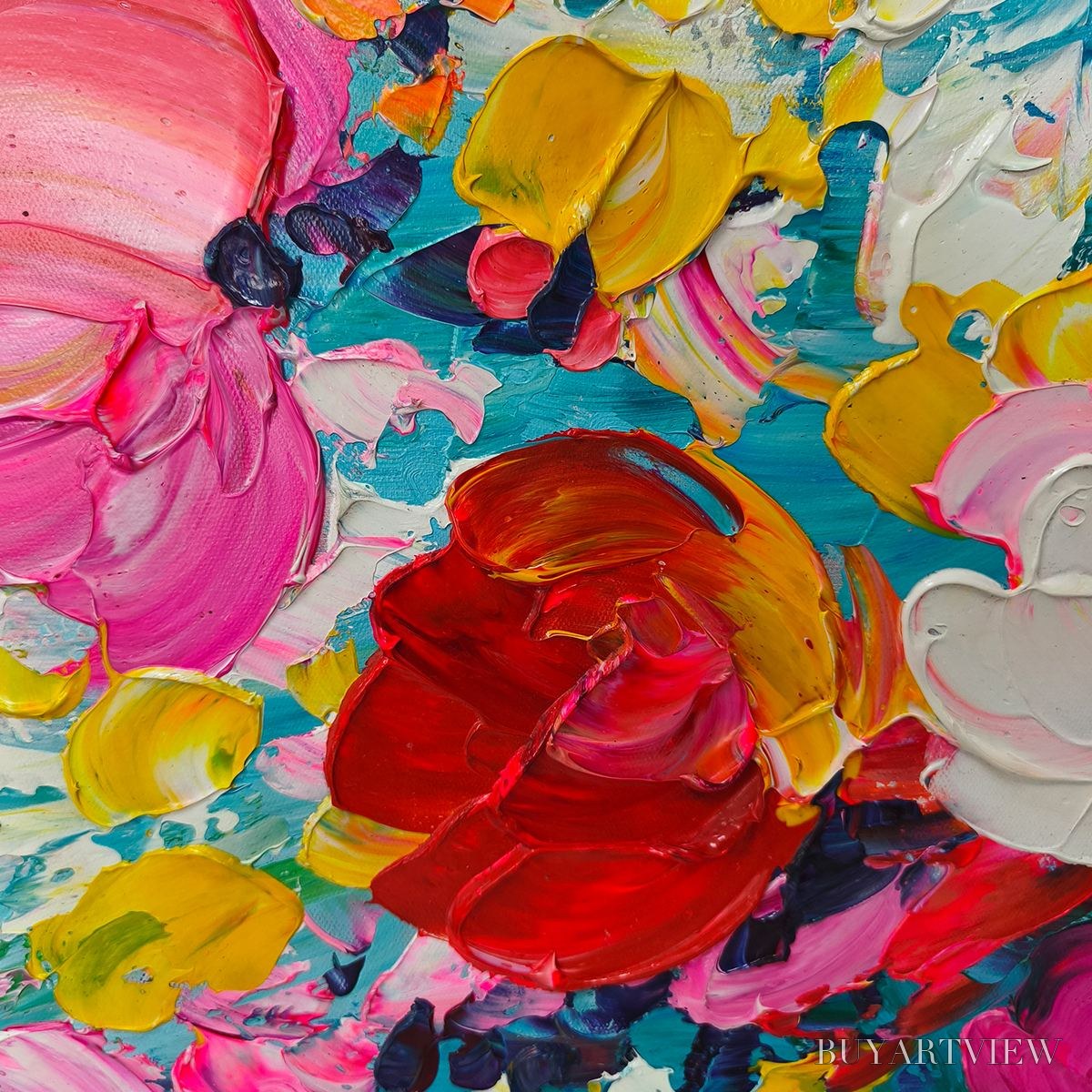 ARTOVITAS Ready to Ship | Red Garden | 20''X40'' | 50x100cm | Wood Frame - image 4