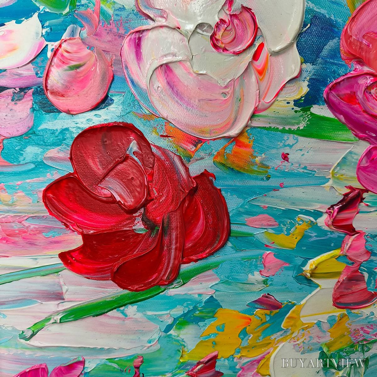 ARTOVITAS Ready to Ship | Red Garden | 20''X40'' | 50x100cm | Wood Frame - image 5