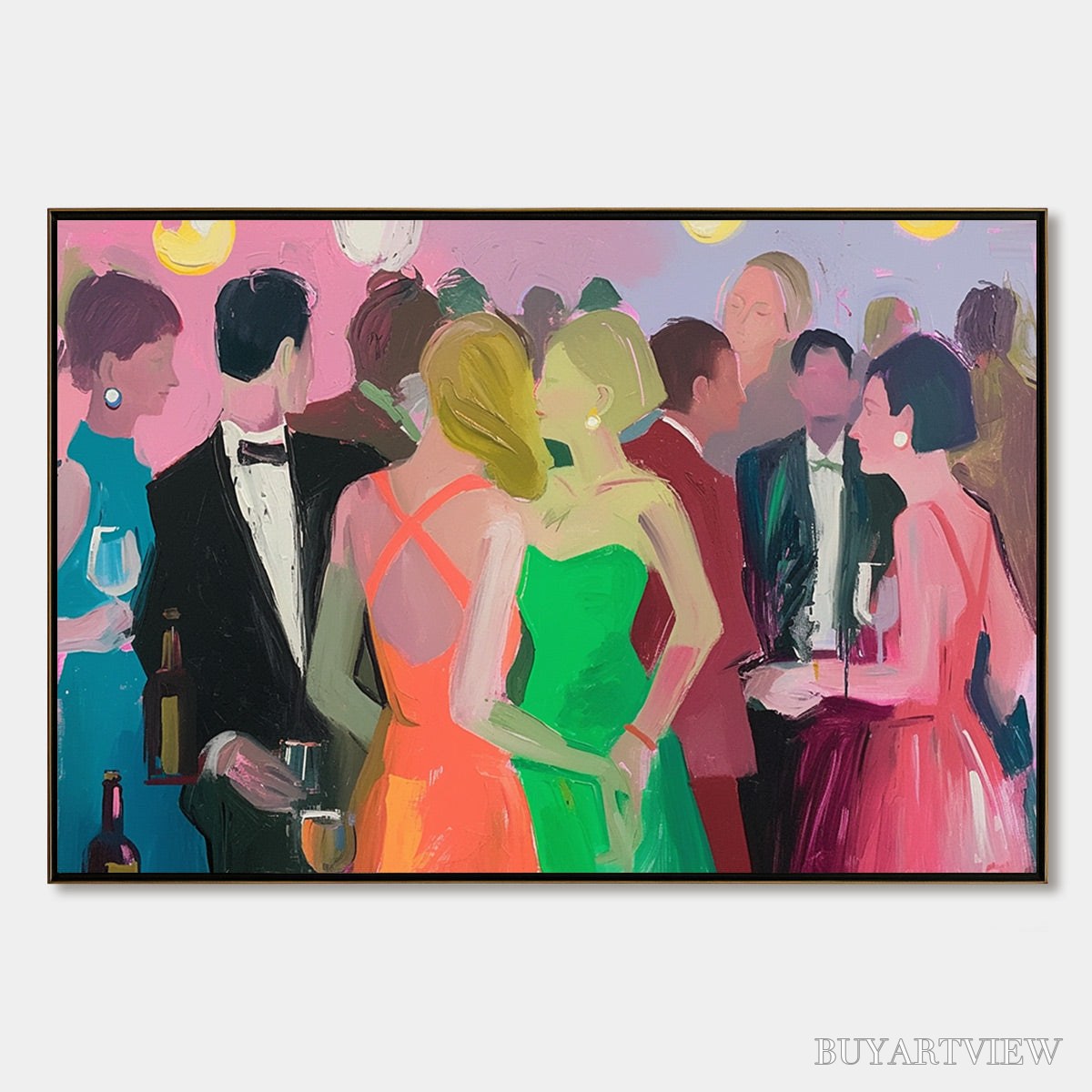 ARTOVITAS Cocktail Hour – Figurative Oil Painting, Social Scene - image 1