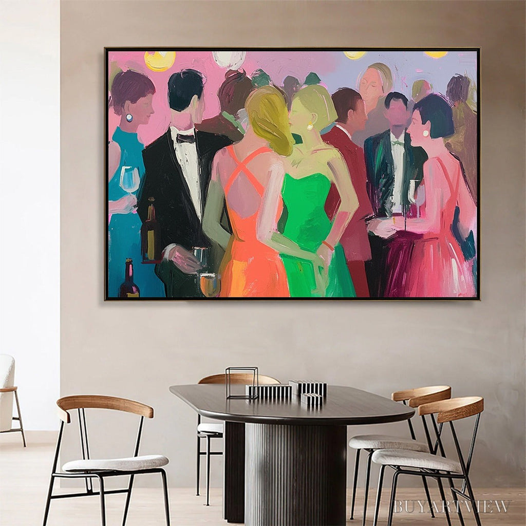 ARTOVITAS Cocktail Hour – Figurative Oil Painting, Social Scene - image 2