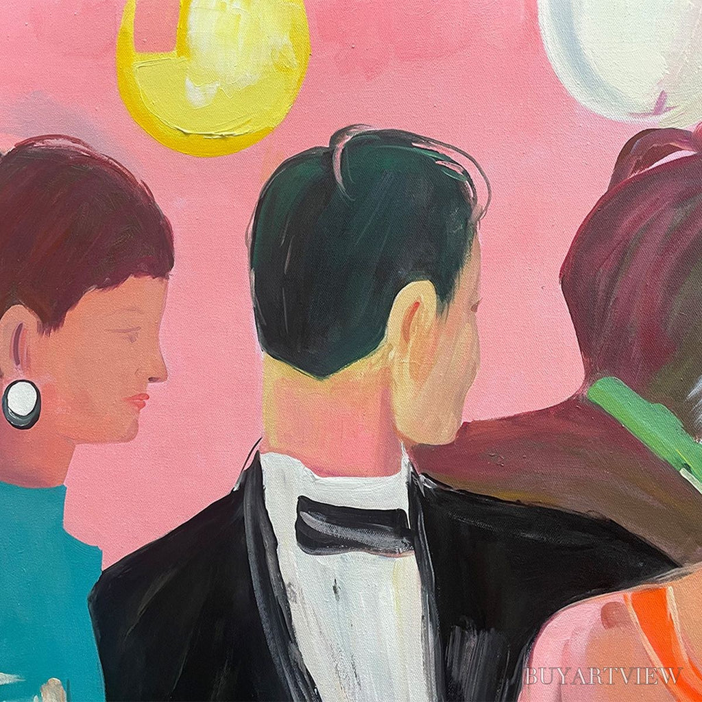 ARTOVITAS Cocktail Hour – Figurative Oil Painting, Social Scene - image 3