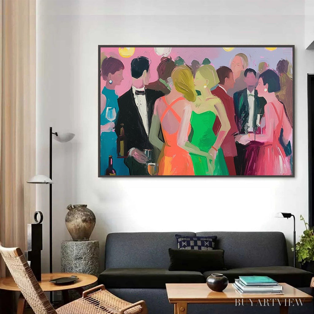 ARTOVITAS Cocktail Hour – Figurative Oil Painting, Social Scene - image 4