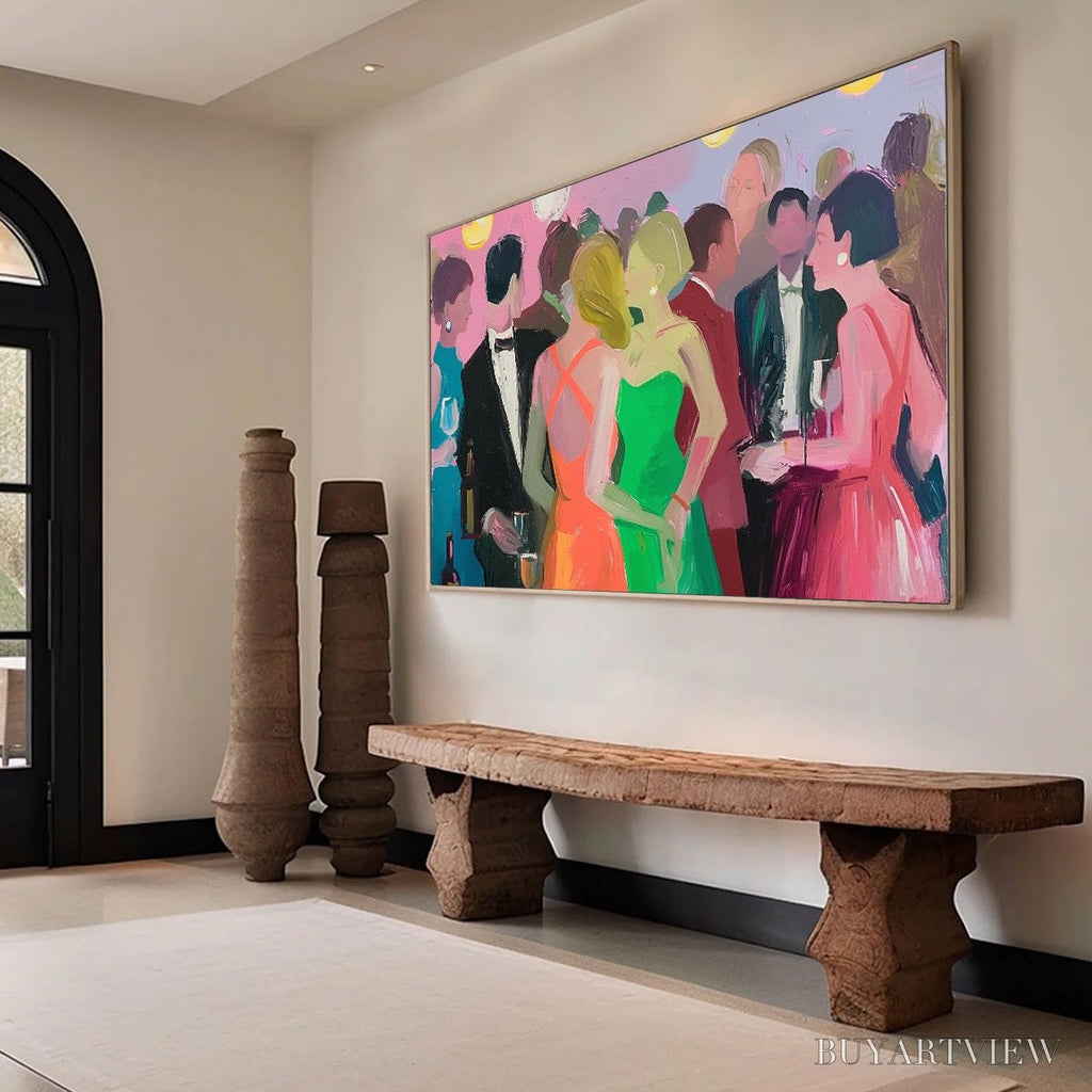 ARTOVITAS Cocktail Hour – Figurative Oil Painting, Social Scene - image 5