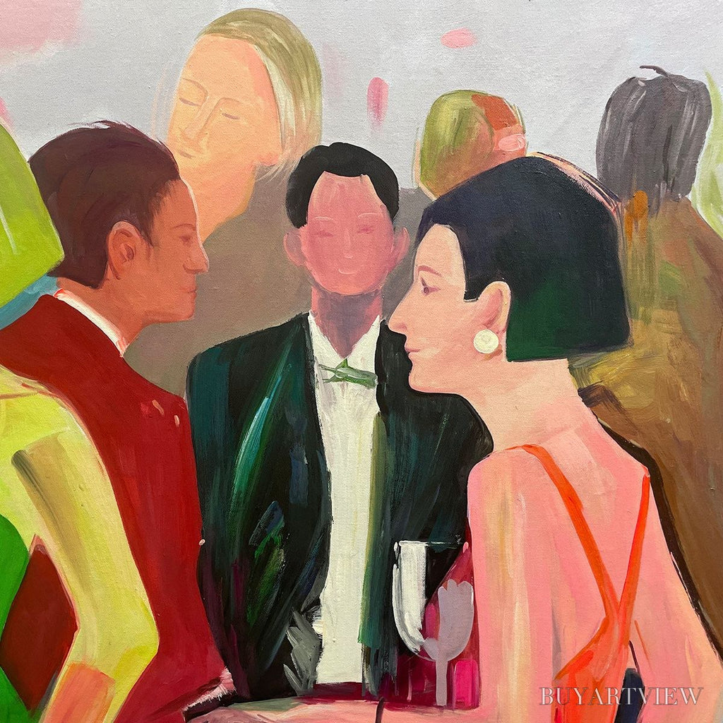 ARTOVITAS Cocktail Hour – Figurative Oil Painting, Social Scene - image 6