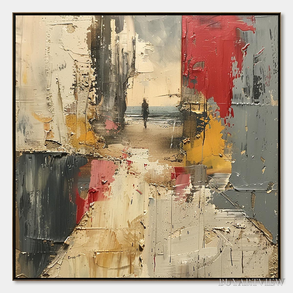 ARTOVITAS Threshold – Textured Impasto Abstract Seaside Oil Painting - image 1