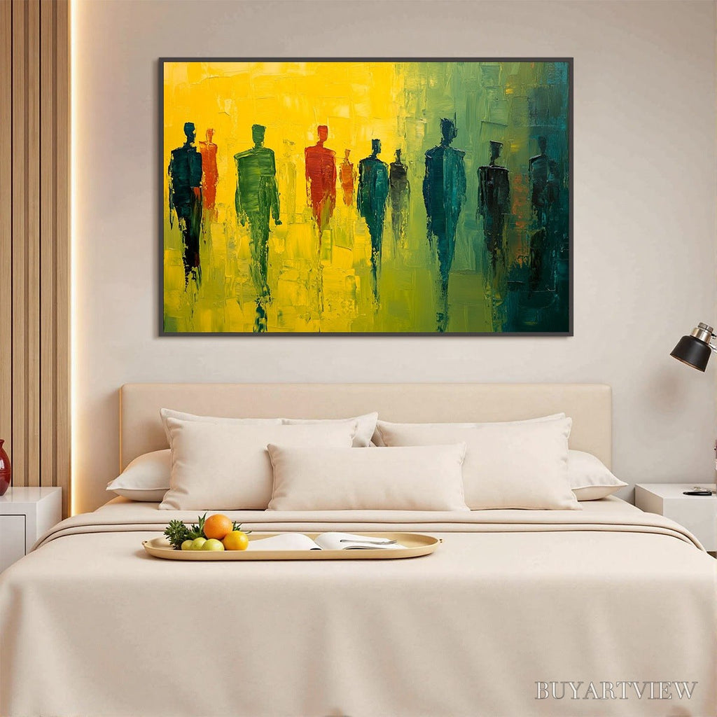 ARTOVITAS Gathering Light – Vibrant Abstract Figurative Oil Painting - image 2