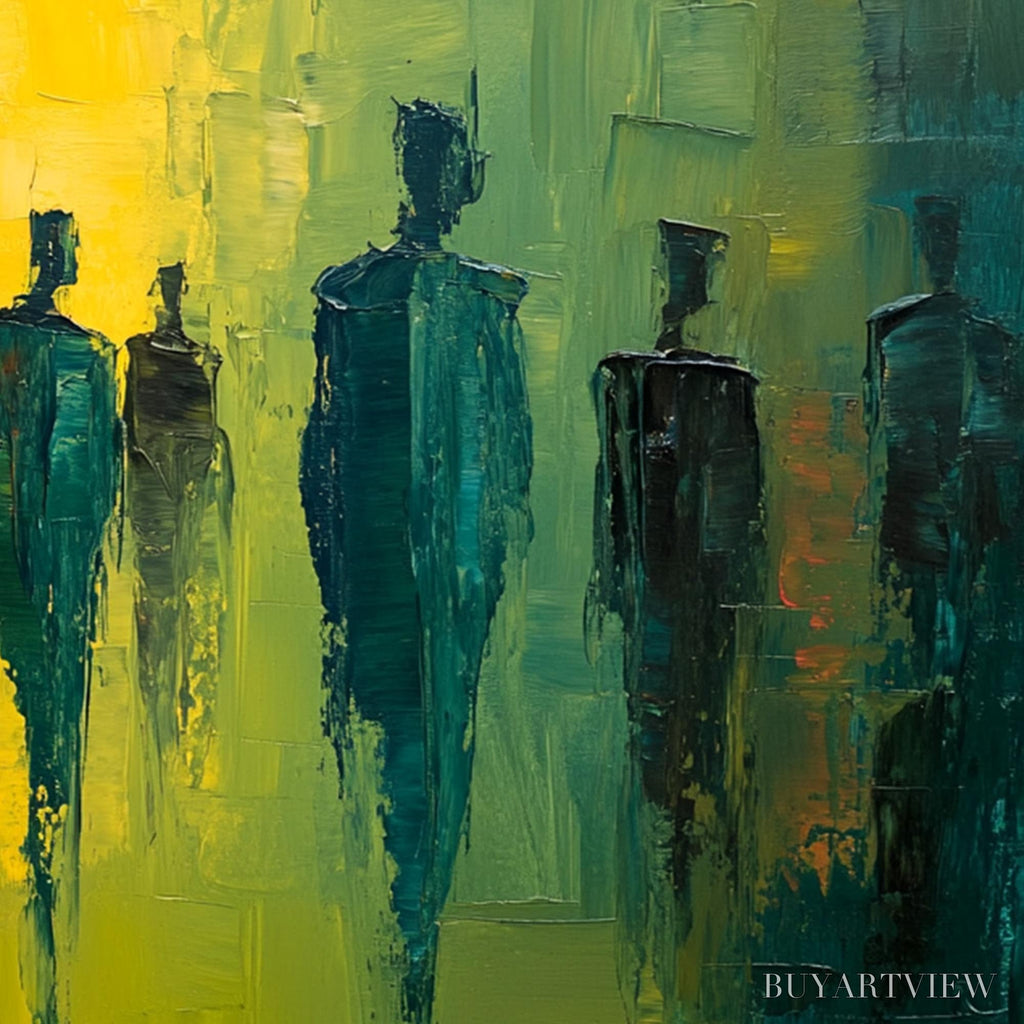 ARTOVITAS Gathering Light – Vibrant Abstract Figurative Oil Painting - image 3