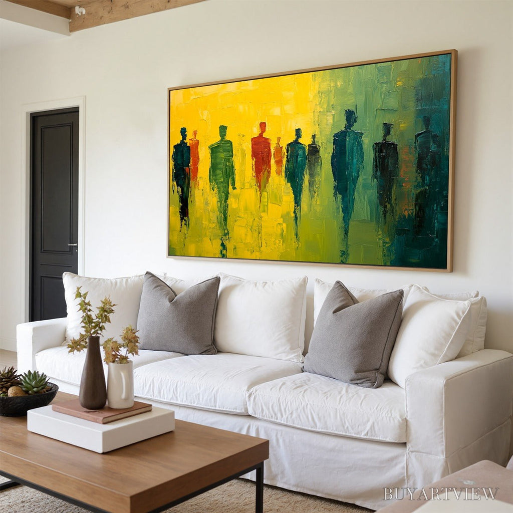 ARTOVITAS Gathering Light – Vibrant Abstract Figurative Oil Painting - image 4