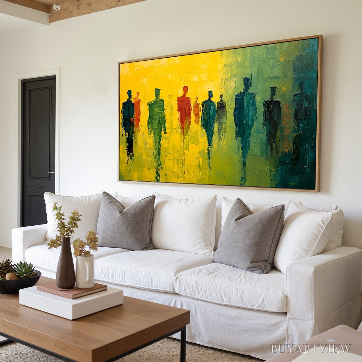 ARTOVITAS Gathering Light – Vibrant Abstract Figurative Oil Painting - image 4