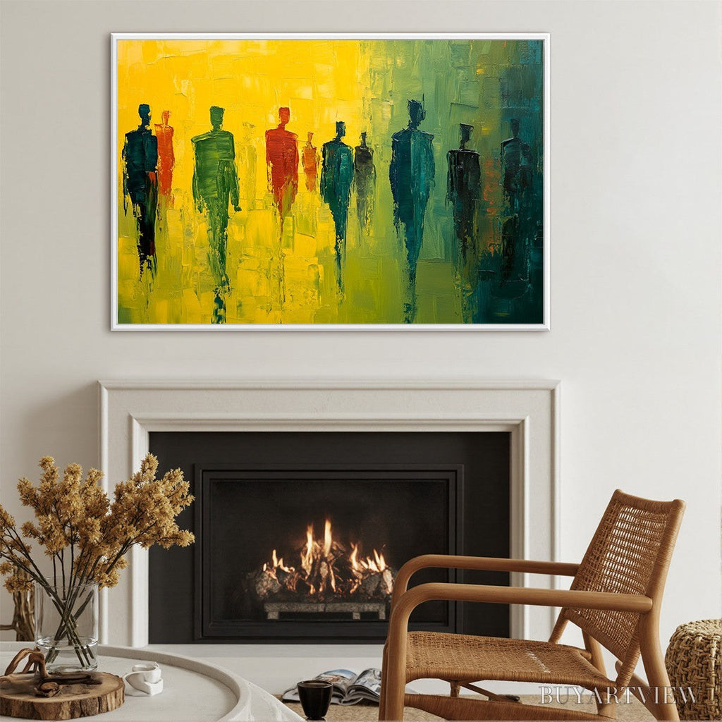 ARTOVITAS Gathering Light – Vibrant Abstract Figurative Oil Painting - image 5