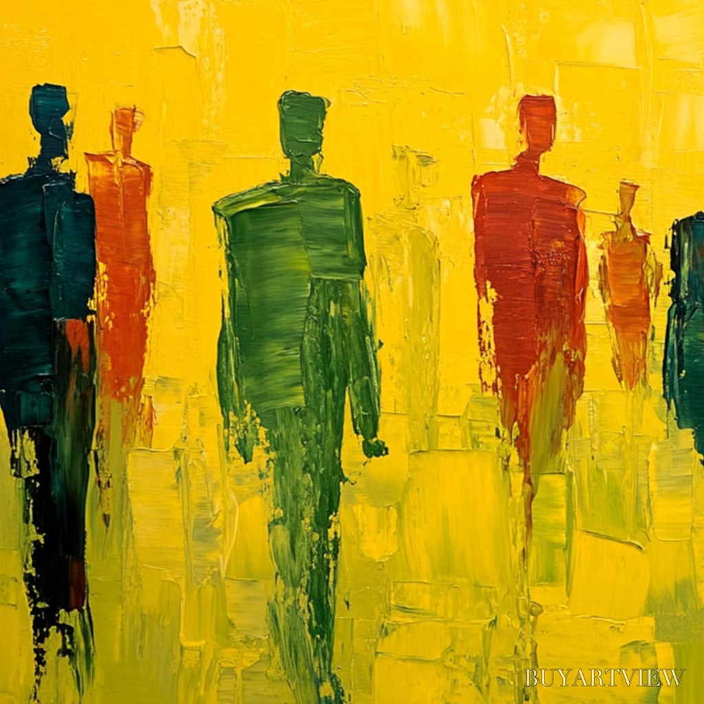 ARTOVITAS Gathering Light – Vibrant Abstract Figurative Oil Painting - image 6