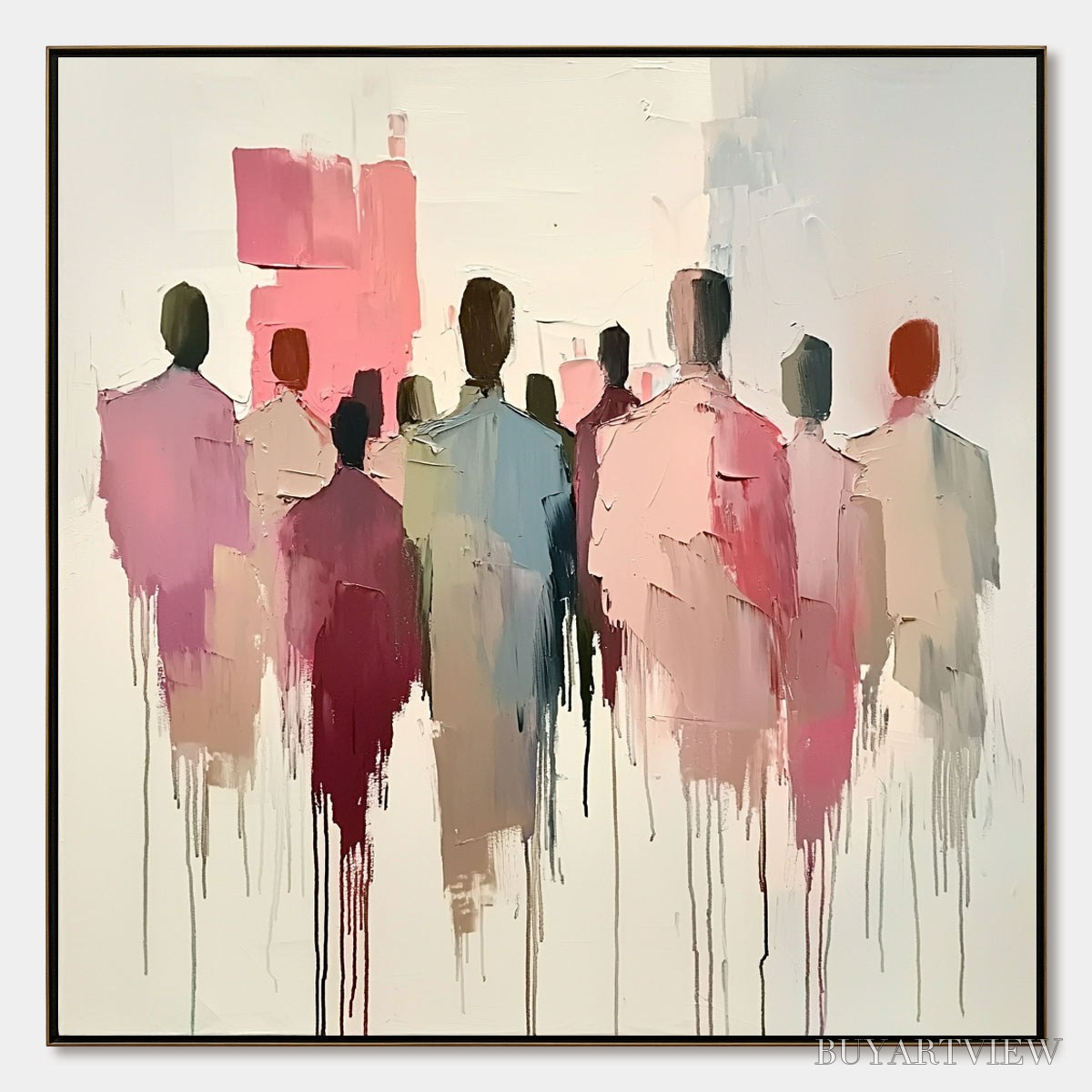 ARTOVITAS Gathering – Abstract Figurative Palette Knife Oil Painting - image 1