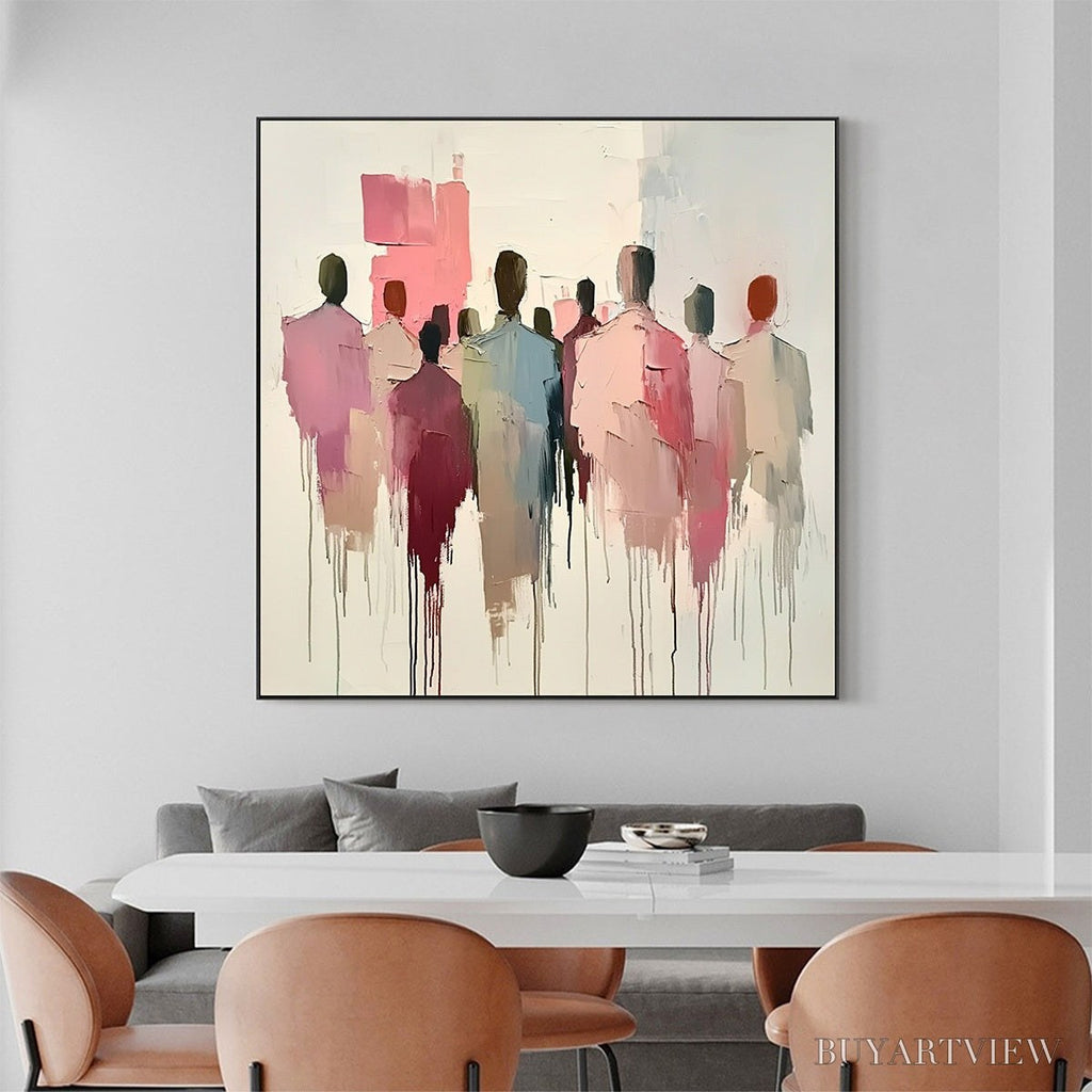 ARTOVITAS Gathering – Abstract Figurative Palette Knife Oil Painting - image 2