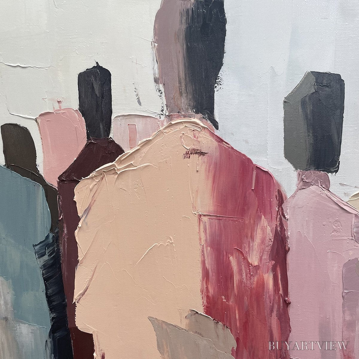 ARTOVITAS Gathering – Abstract Figurative Palette Knife Oil Painting - image 3