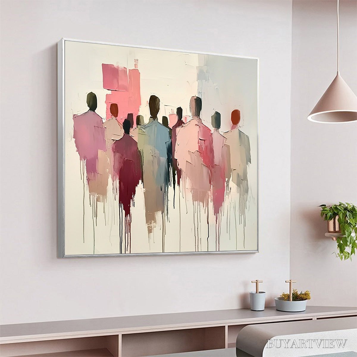 ARTOVITAS Gathering – Abstract Figurative Palette Knife Oil Painting - image 4
