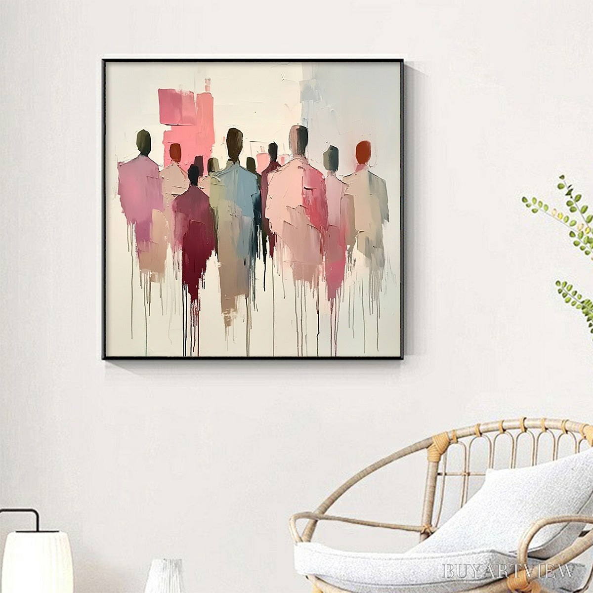 ARTOVITAS Gathering – Abstract Figurative Palette Knife Oil Painting - image 5