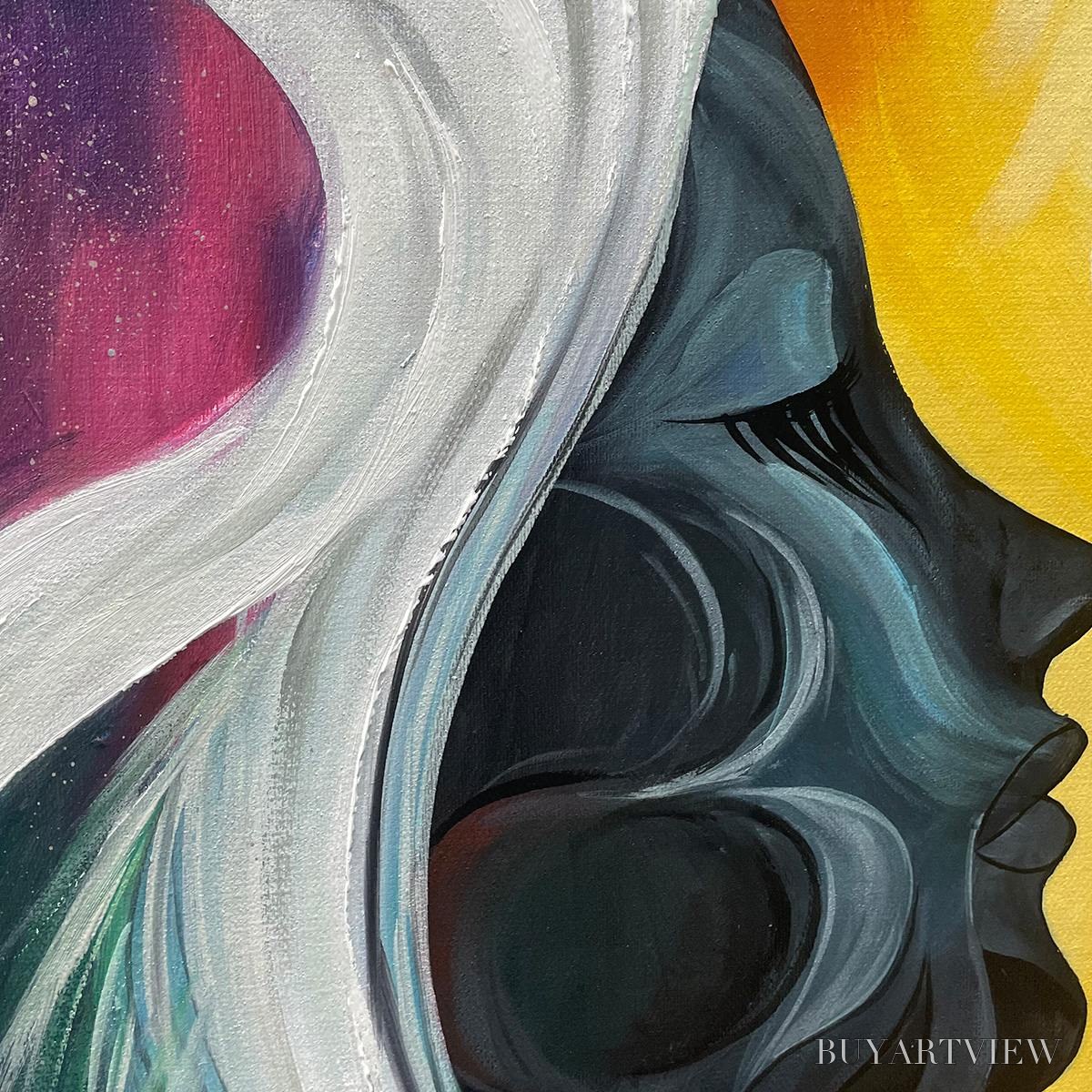 ARTOVITAS Connected Souls – Figurative Oil Painting of Two Faces - image 3