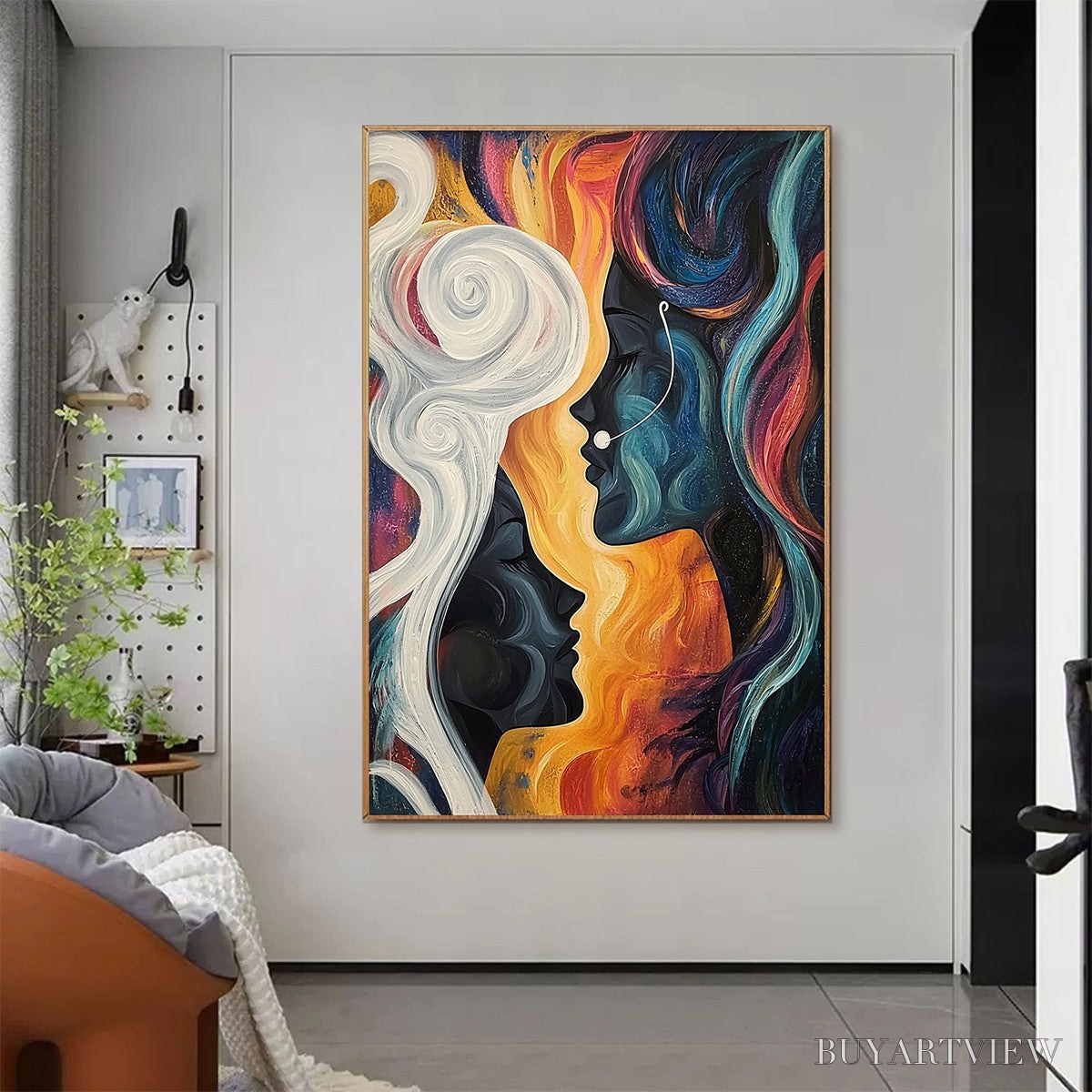 ARTOVITAS Connected Souls – Figurative Oil Painting of Two Faces - image 5