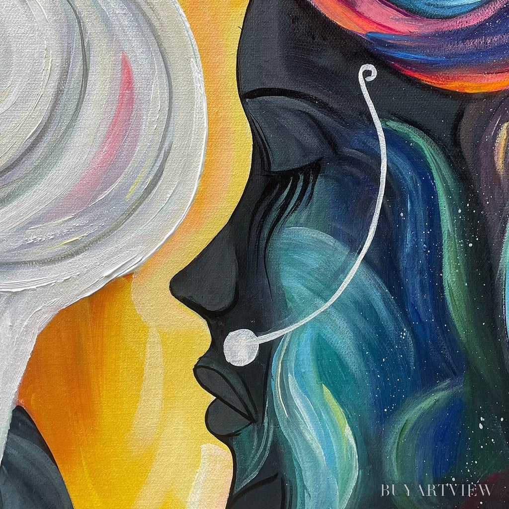 ARTOVITAS Connected Souls – Figurative Oil Painting of Two Faces - image 6