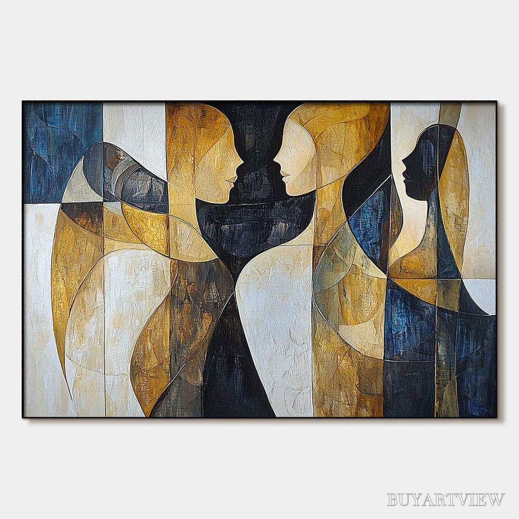 ARTOVITAS Intertwined – Abstract Figurative Oil Painting in Earthy Tones - image 1
