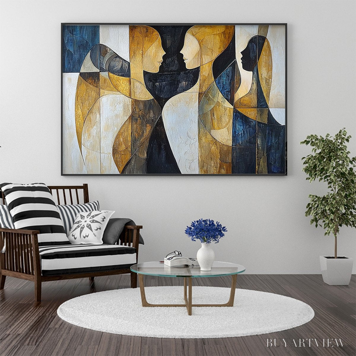 ARTOVITAS Intertwined – Abstract Figurative Oil Painting in Earthy Tones - image 2