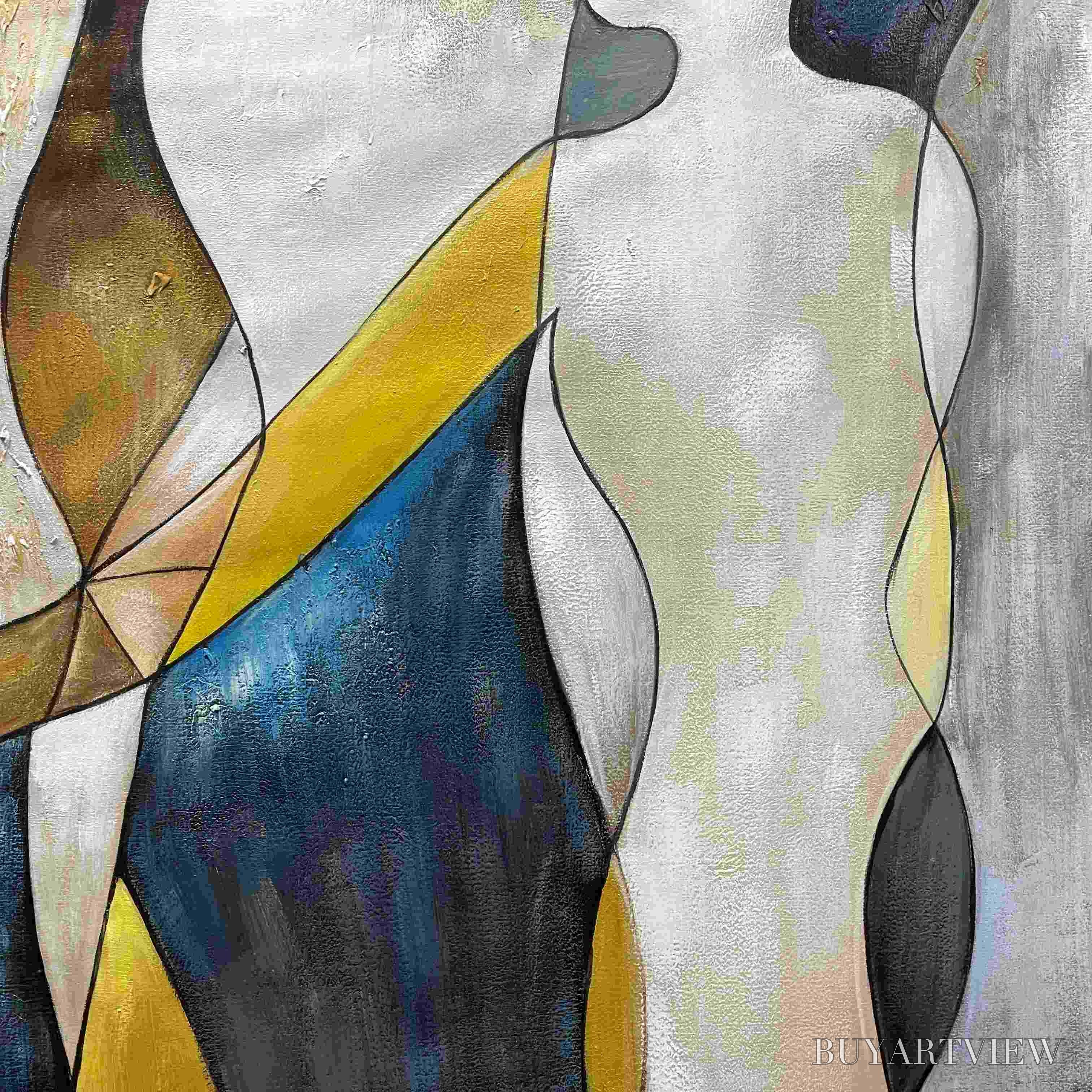 ARTOVITAS Intertwined – Abstract Figurative Oil Painting in Earthy Tones - image 3