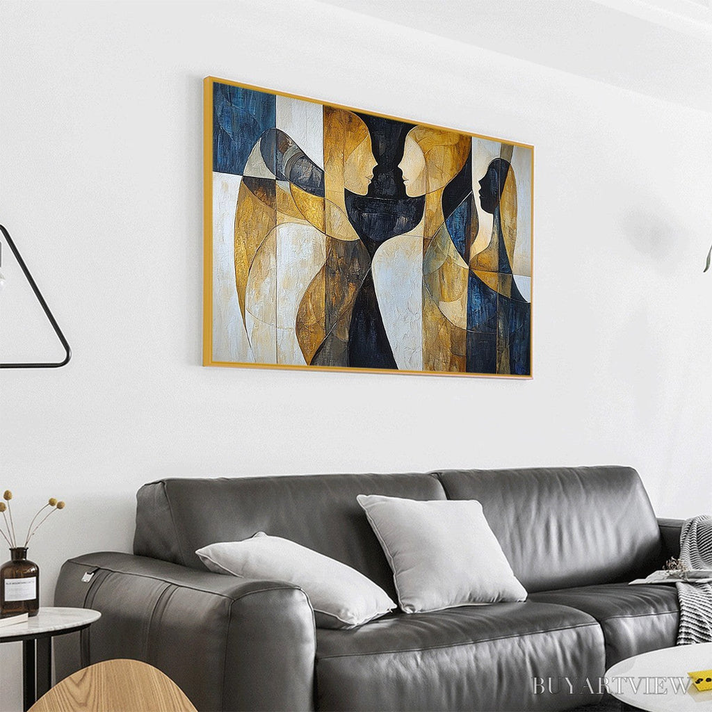 ARTOVITAS Intertwined – Abstract Figurative Oil Painting in Earthy Tones - image 4