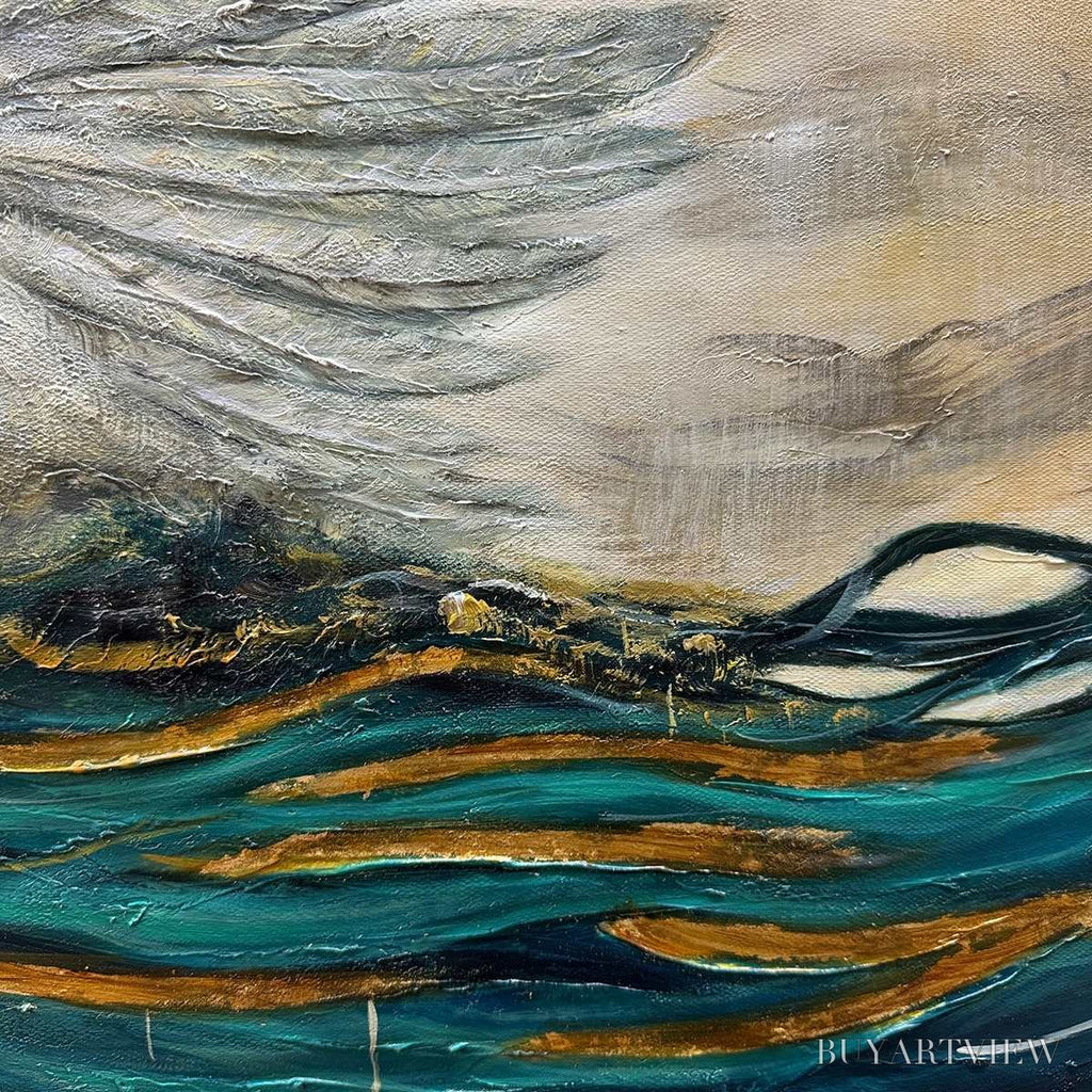 ARTOVITAS Golden Ascension – Ethereal Angel with Birds Oil Painting - image 3