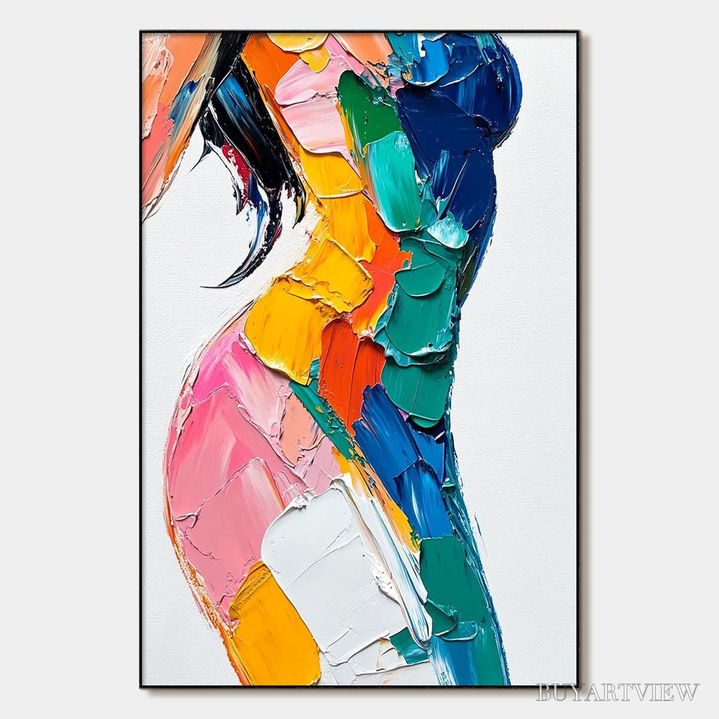 ARTOVITAS Chromatic Figure – Textured Impasto Abstract Figure Oil Painting - image 1