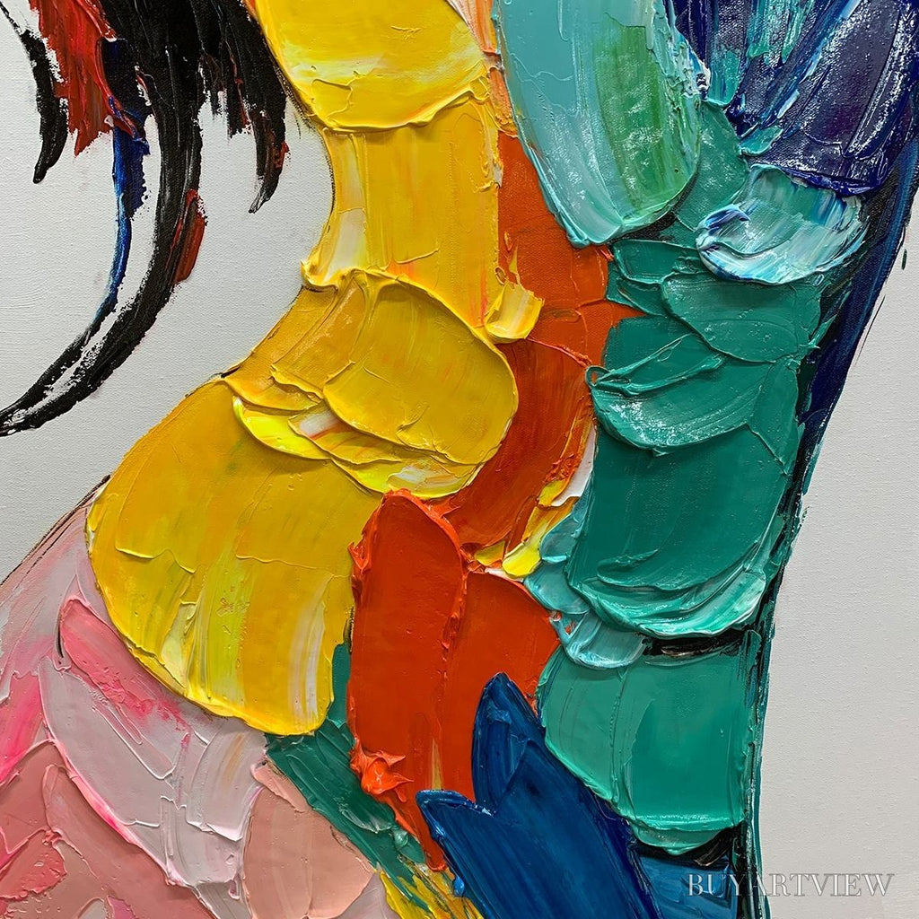 ARTOVITAS Chromatic Figure – Textured Impasto Abstract Figure Oil Painting - image 3
