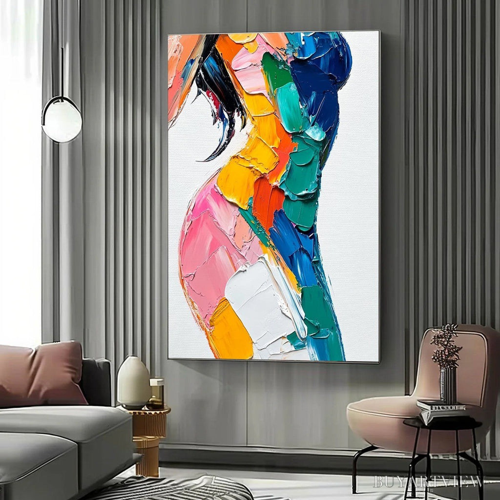 ARTOVITAS Chromatic Figure – Textured Impasto Abstract Figure Oil Painting - image 4