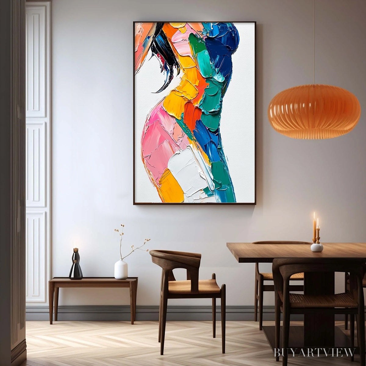 ARTOVITAS Chromatic Figure – Textured Impasto Abstract Figure Oil Painting - image 6