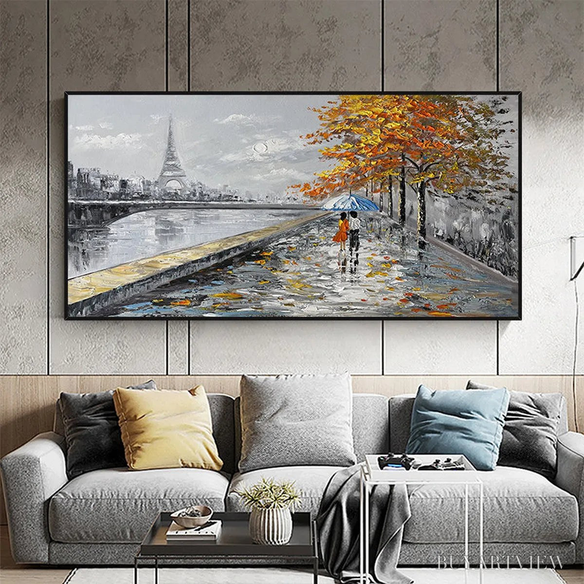 ARTOVITAS Parisian Autumn Stroll – Romantic Cityscape Oil Painting with Eiffel Tower - image 2