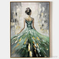 ARTOVITAS Emerald Grace – Elegant Woman in Green Dress, Vertical Canvas, Figurative - image 1